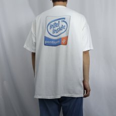 画像4: 2000's intel inside Pentium 4 コンピューター企業プリントTシャツ XL (4)