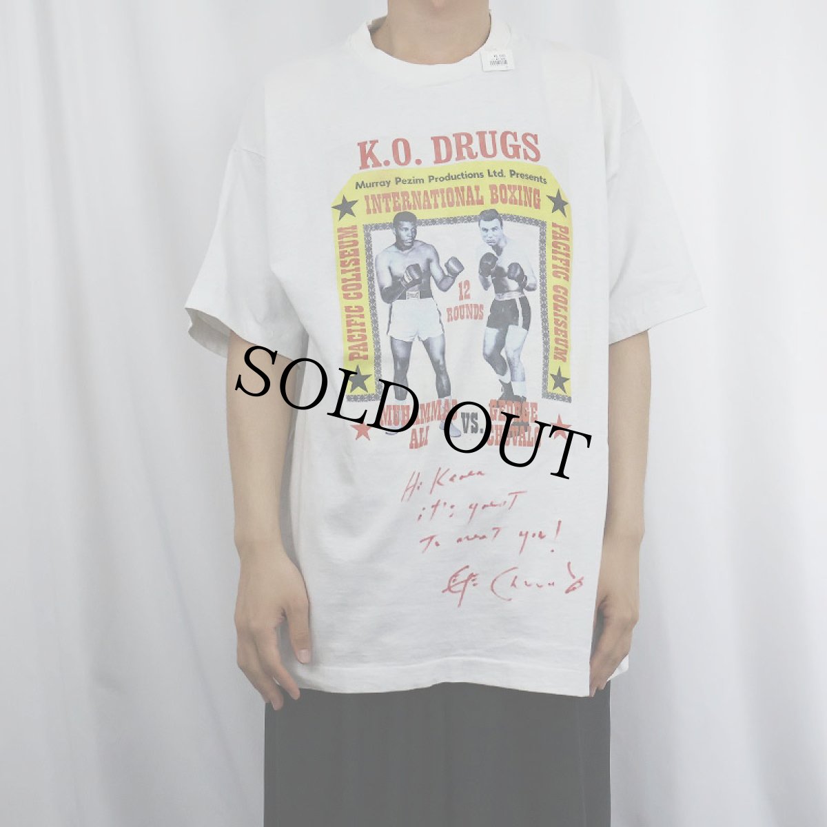 画像2: 90's MUHAMMAD ALI VS GEORGE CHUVALO CANADA製 ボクサープリントTシャツ XL サイン入り (2)