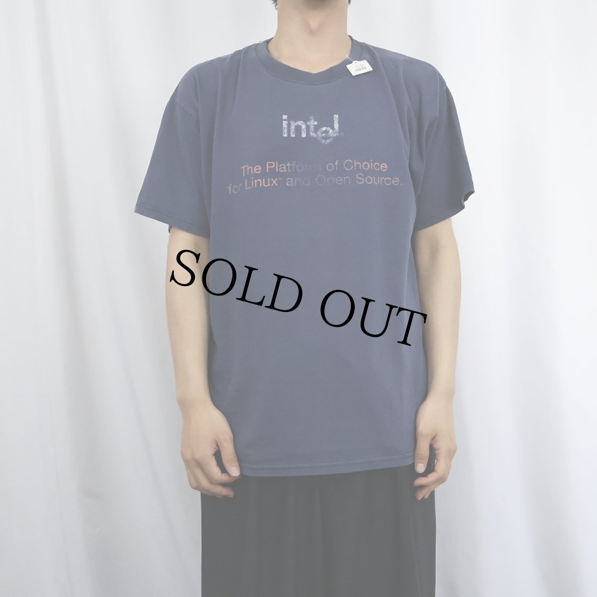 画像2: intel "The Olatform of Coice..." コンピューター企業 プリントTシャツ NAVY L (2)