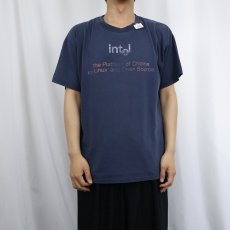 画像2: intel "The Olatform of Coice..." コンピューター企業 プリントTシャツ NAVY L (2)