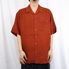 画像2: PERRY ELLIS 柄織 シルクオープンカラーシャツ L (2)