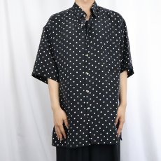 画像2: 80〜90's BURMA ドット柄 シルクシャツ BLACK L (2)