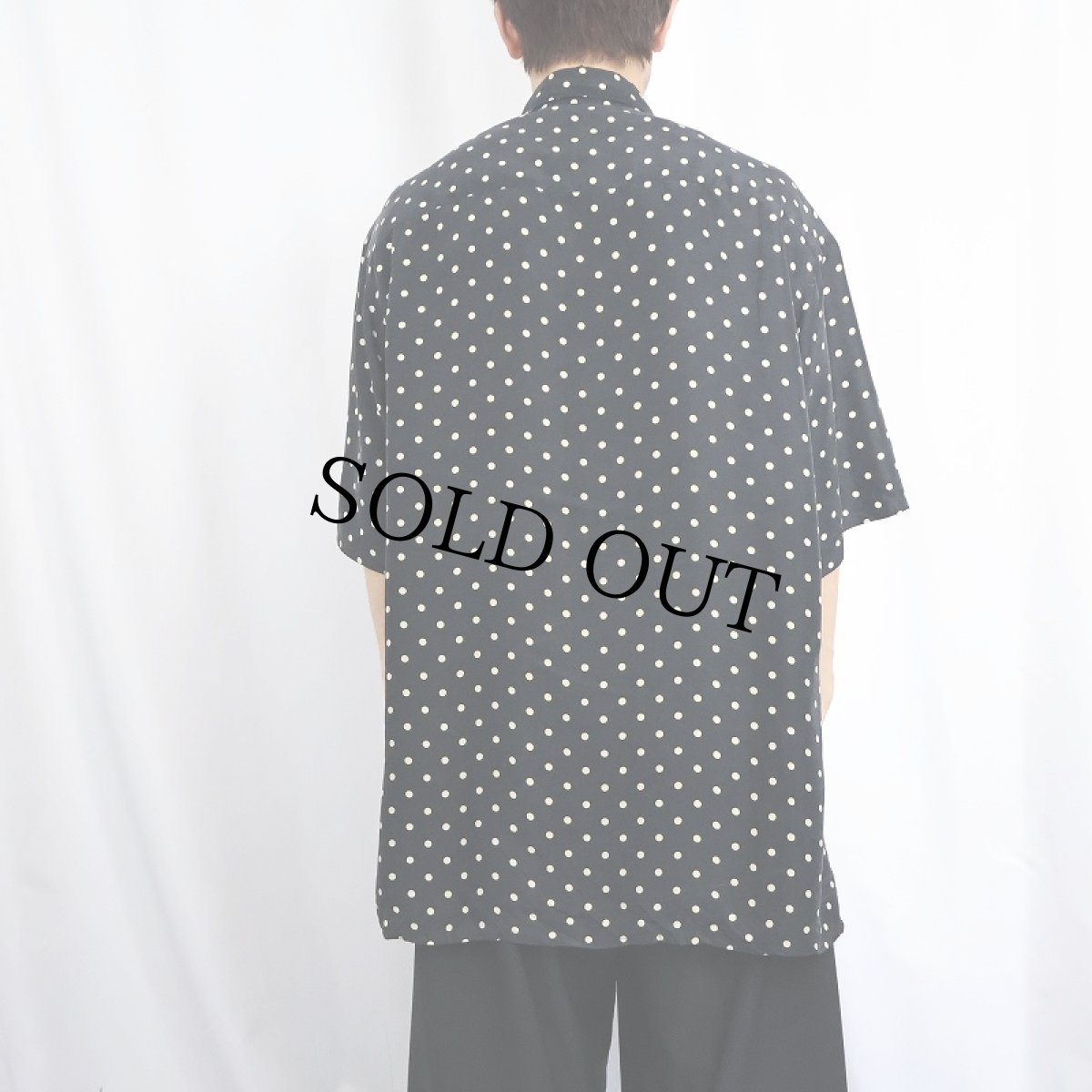 画像3: 80〜90's BURMA ドット柄 シルクシャツ BLACK L (3)