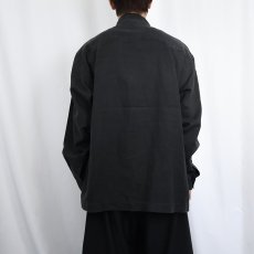 画像3: 80〜90's BILLBOARD コットン×ラミー スタンドカラーデザインシャツ BLACK L (3)