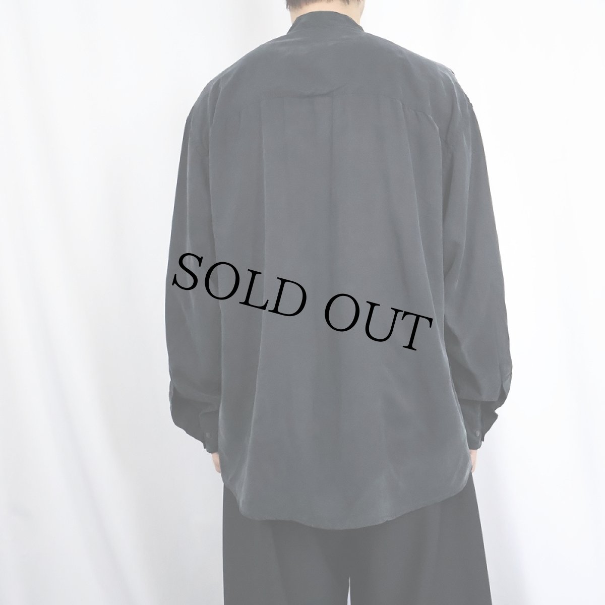 画像3: CHIAMARE シルク バンドカラーシャツ BLACK L (3)