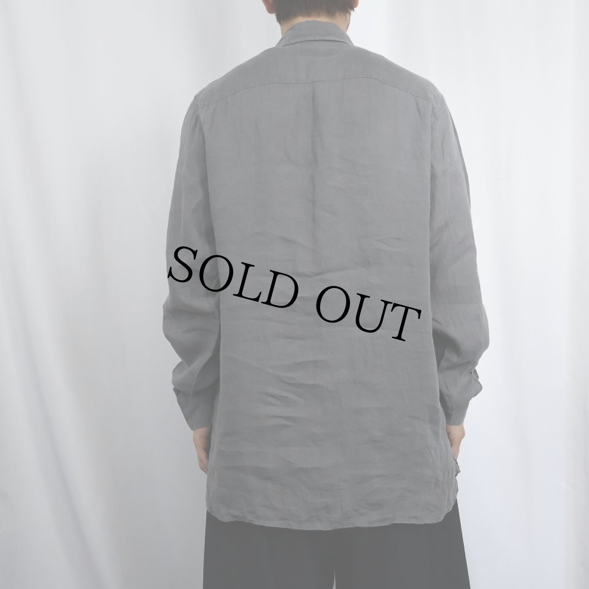 画像3: 90's ARMANI JEANS ITALY製 マチ付きリネンシャツ M (3)