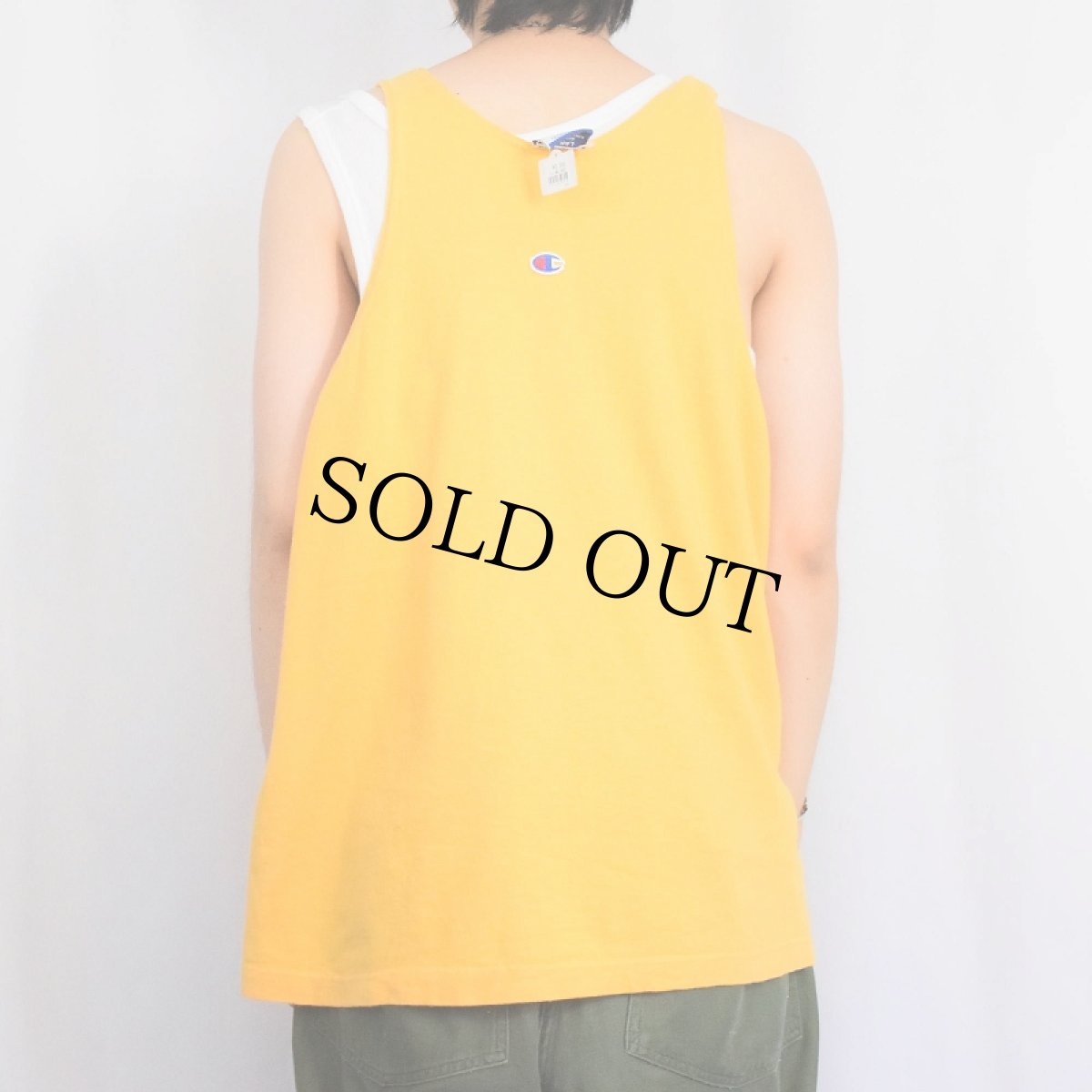画像3: 80〜90's Champion USA製 青刺繍タグ 後期 ロゴプリントタンクトップ L (3)