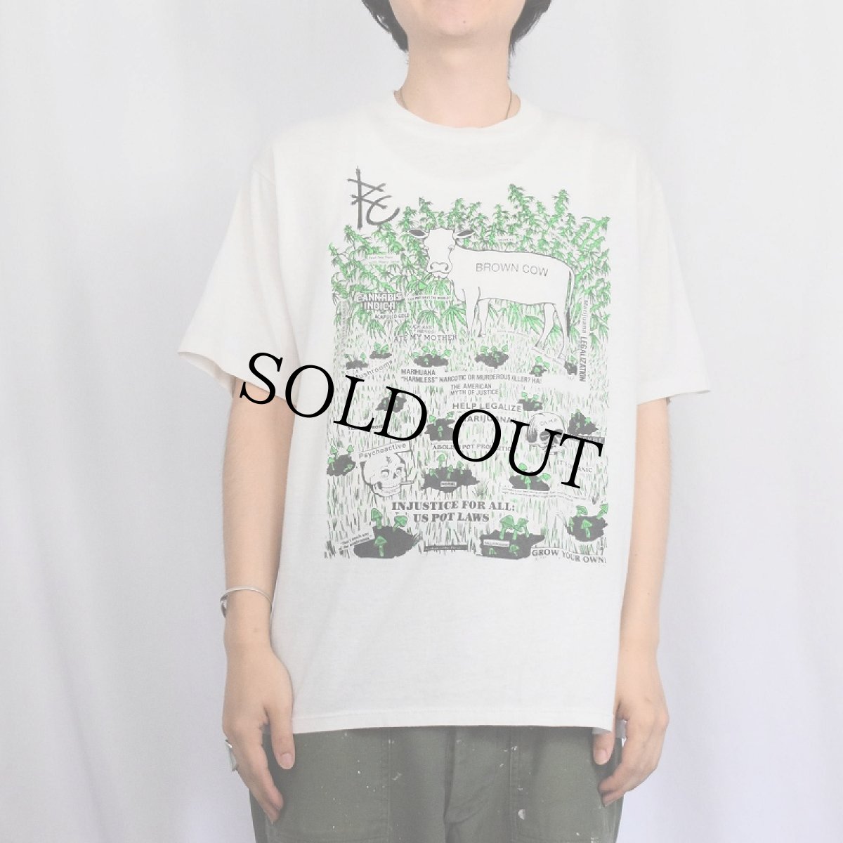 画像3: 90's USA製 "HELP LEGALIZE MARIJUANA!!" ガンジャプリントTシャツ XL (3)