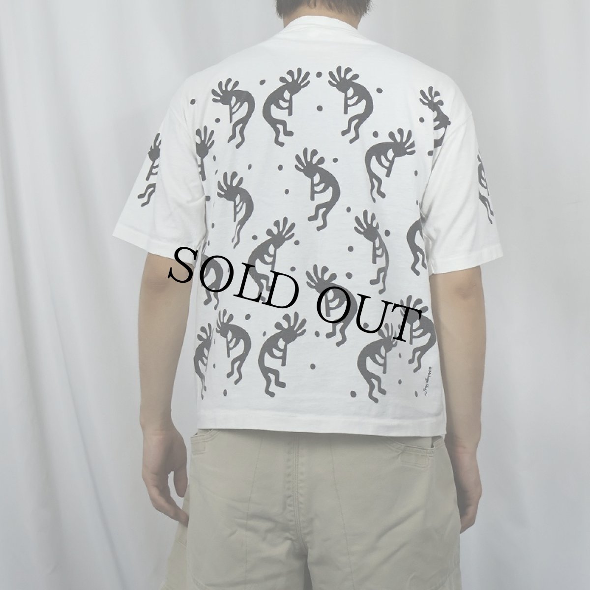 画像4: 90's MICHIGAN RAG CO. USA製 ココペリ柄 プリントTシャツ L (4)