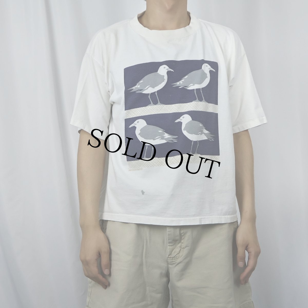 画像2: 90's MICHIGAN RAG CO. USA製 カモメプリントTシャツ  (2)