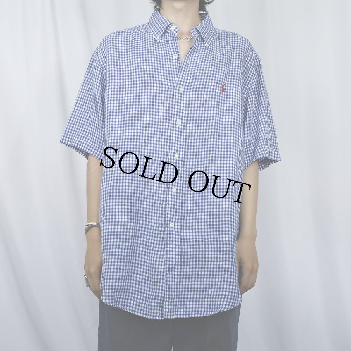 画像2: 【SALE】 POLO Ralph Lauren "Classic Fit" ロゴ刺繍 ギンガムチェック柄 コットンボタンダウンシャツ L (2)