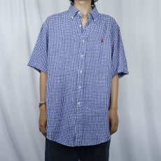 画像2: POLO Ralph Lauren "Classic Fit" ロゴ刺繍 ギンガムチェック柄 コットンボタンダウンシャツ L (2)