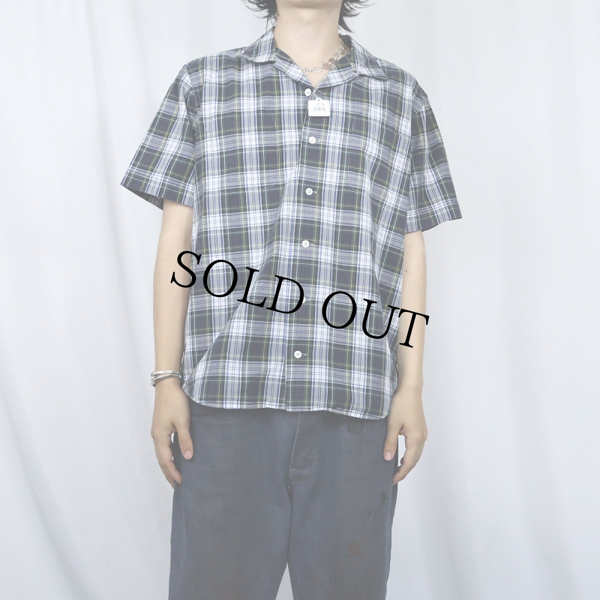 画像2: POLO Ralph Lauren チェック柄 コットンオープンカラーシャツ M (2)
