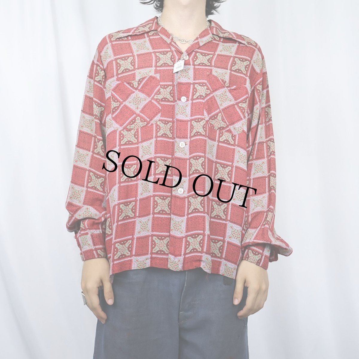 画像2: 50's Del Monte 総柄 レーヨンオープンカラーシャツ M (2)