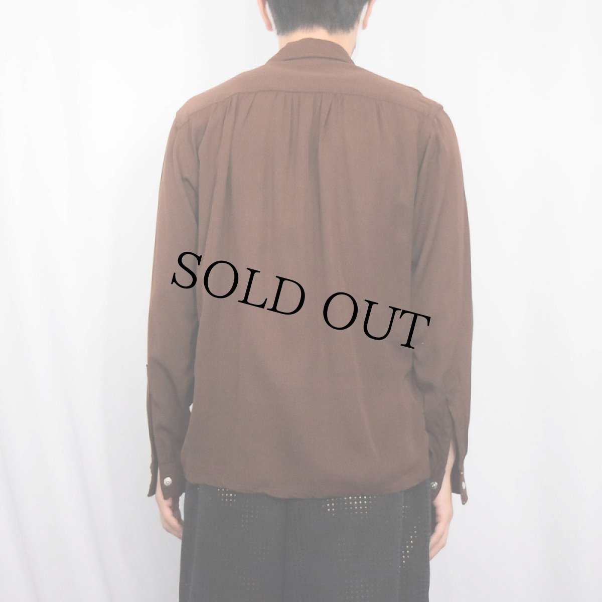 画像4: 50's Pilglim レーヨンギャバジン フルジップオープンカラーシャツ 14 S 14 1/2 (4)