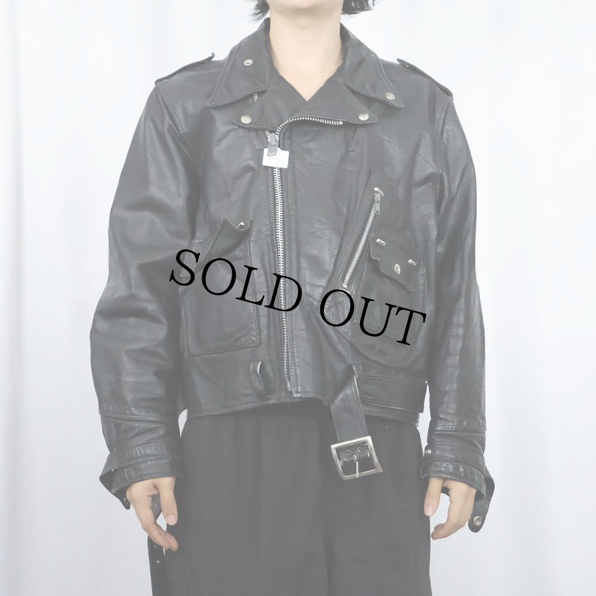 画像2: 70〜80's レザーダブルライダースジャケット BLACK (2)