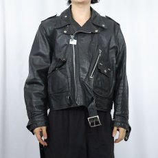 画像2: 70〜80's レザーダブルライダースジャケット BLACK (2)