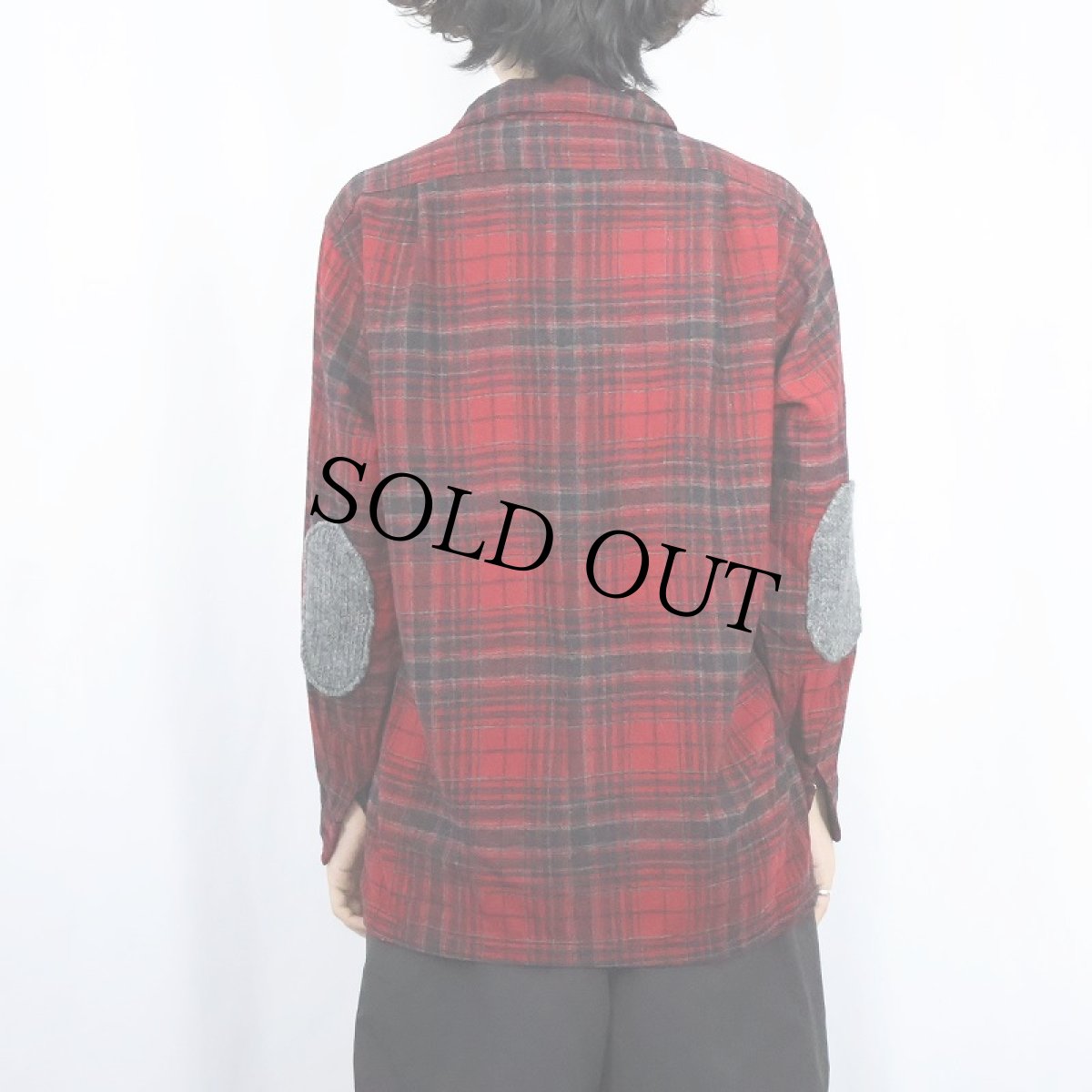 画像3: 60's PENDLETON チェック柄 ニット切り替え ウールオープンカラーシャツ M (3)