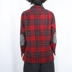 画像3: 60's PENDLETON チェック柄 ニット切り替え ウールオープンカラーシャツ M (3)