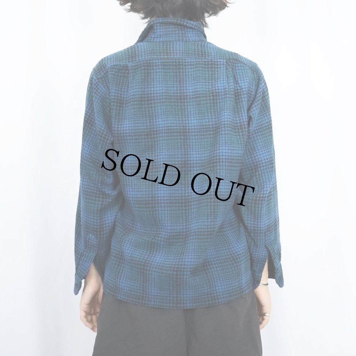 画像3: 60's PENDLETON オンブレーチェック柄 ウールオープンカラーシャツ M (3)
