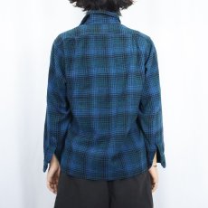 画像3: 60's PENDLETON オンブレーチェック柄 ウールオープンカラーシャツ M (3)
