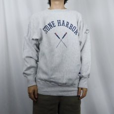 画像2: 90's Champion REVERSE WEAVE USA製 "STONE HARBOR" プリントスウェット XL (2)