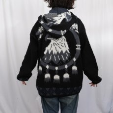 画像3: TEJIDOS RUMINAHUI イーグル柄 シャギーニットジップパーカー BLACK L (3)
