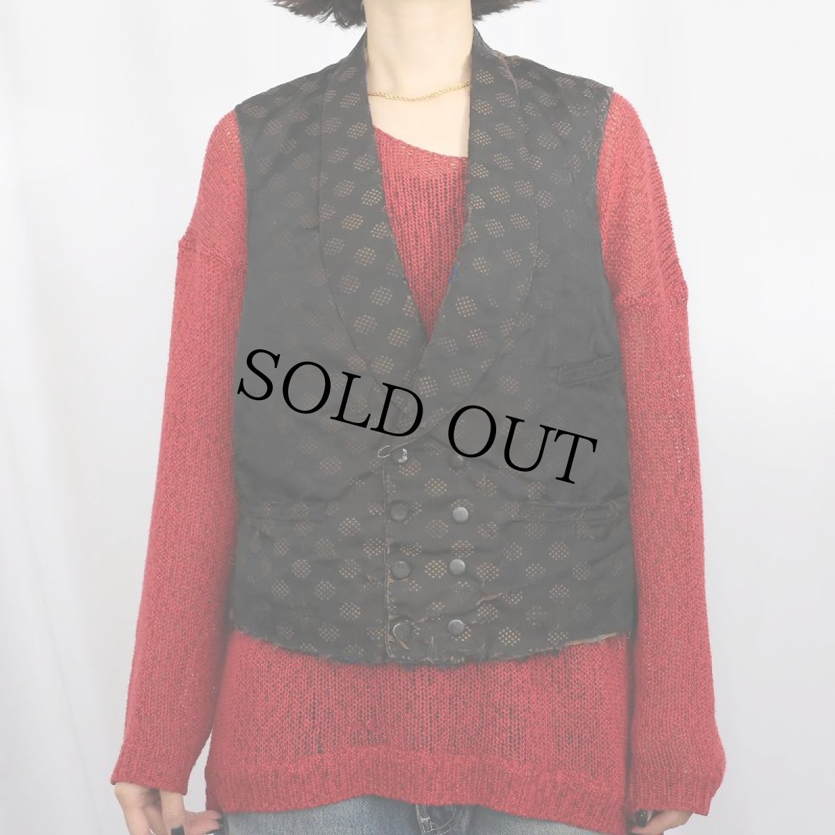 画像3: VINTAGE ドット柄 針刺しシンチバック ジレベスト  (3)