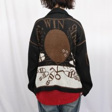 画像4: "SHOOT FOR STRIKE!" ボーリング柄 ハーフジップスキーニットセーター BLACK (4)