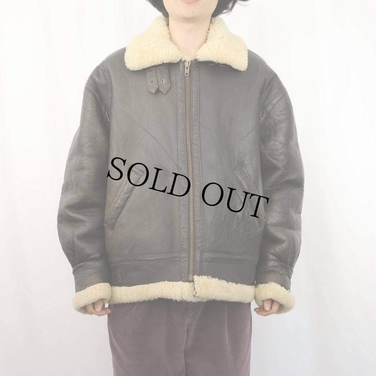 画像2: 80's〜 ORIGINAL SHEARLING "B-3 TYPE" ムートンフライトジャケット  (2)