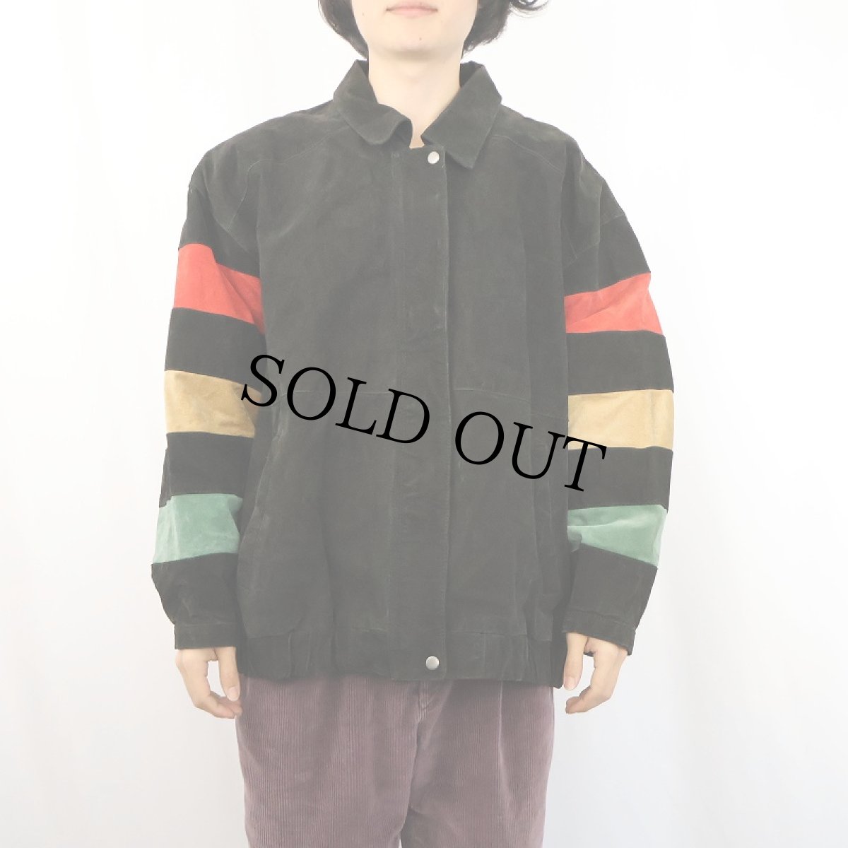 画像2: 90's Julia Michaels ラインデザイン ヌバックレザージャケット BLACK 3X (2)