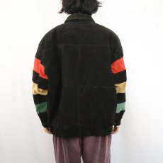 画像3: 90's Julia Michaels ラインデザイン ヌバックレザージャケット BLACK 3X (3)