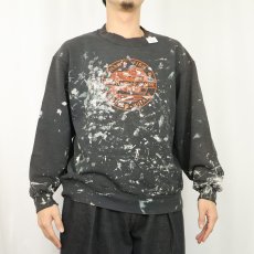 画像2: "SHAW'S FISH & LOBSTER WHARF" ペンキペイント プリントスウェット BLACK L (2)