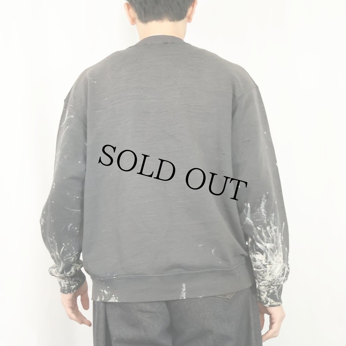 画像3: "SHAW'S FISH & LOBSTER WHARF" ペンキペイント プリントスウェット BLACK L (3)