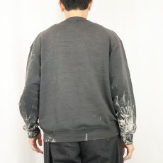 画像3: "SHAW'S FISH & LOBSTER WHARF" ペンキペイント プリントスウェット BLACK L (3)