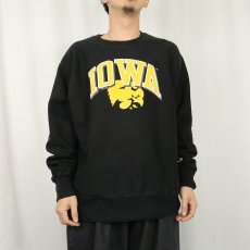 画像2: Champion REVERSE WEAVE "IOWA" プリントスウェット BLACK L (2)