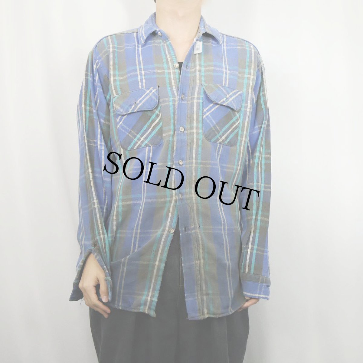 画像2: 90's FIVE BROTHER チェック柄 ヘビーネルシャツ L (2)