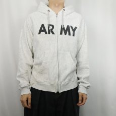 画像2: 90's  U.S.ARMY ロゴプリント スウェットジップパーカー M (2)