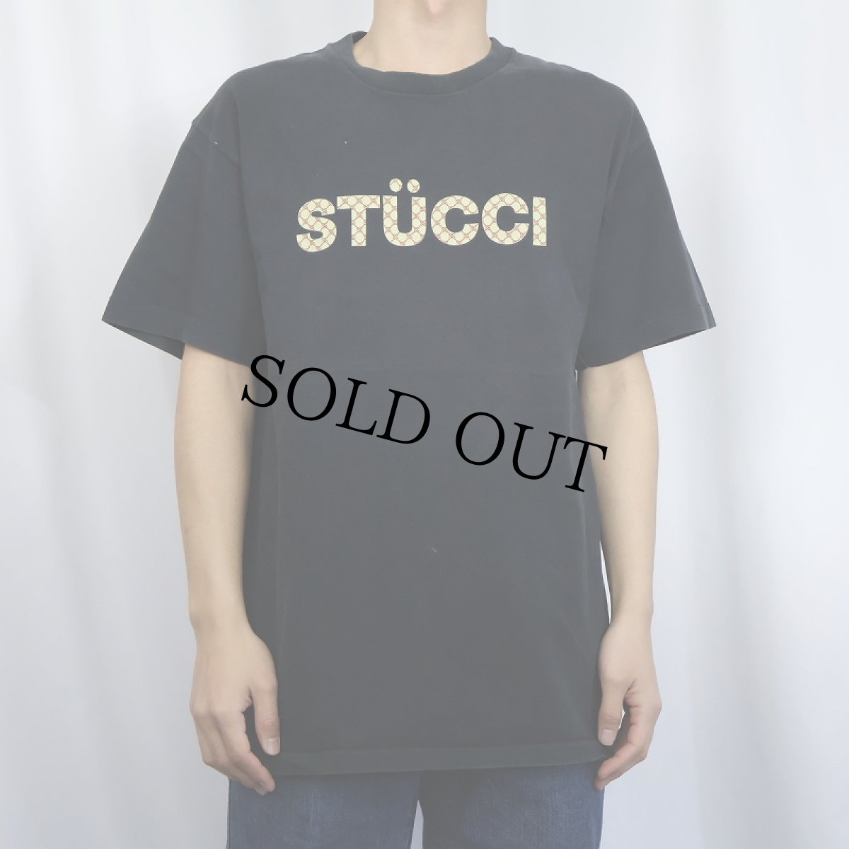画像2: 90's STUSSY USA製 "STUCCI" パロディプリントTシャツ BLACK L (2)