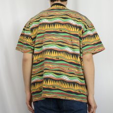 画像3: 80's STUSSY ラスタカラー マルチボーダー柄 ポケットTシャツ M (3)