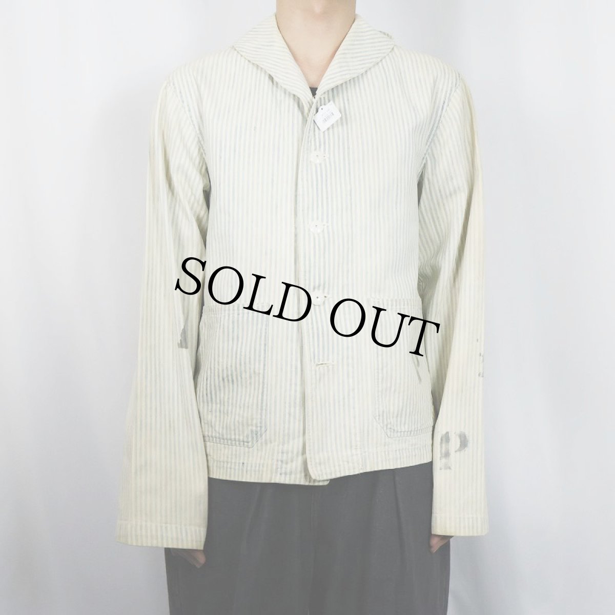 画像3: 40's U.S.NAVY ステンシル入り＆チェンジボタン ショールカラー プリズナーカバーオール (3)