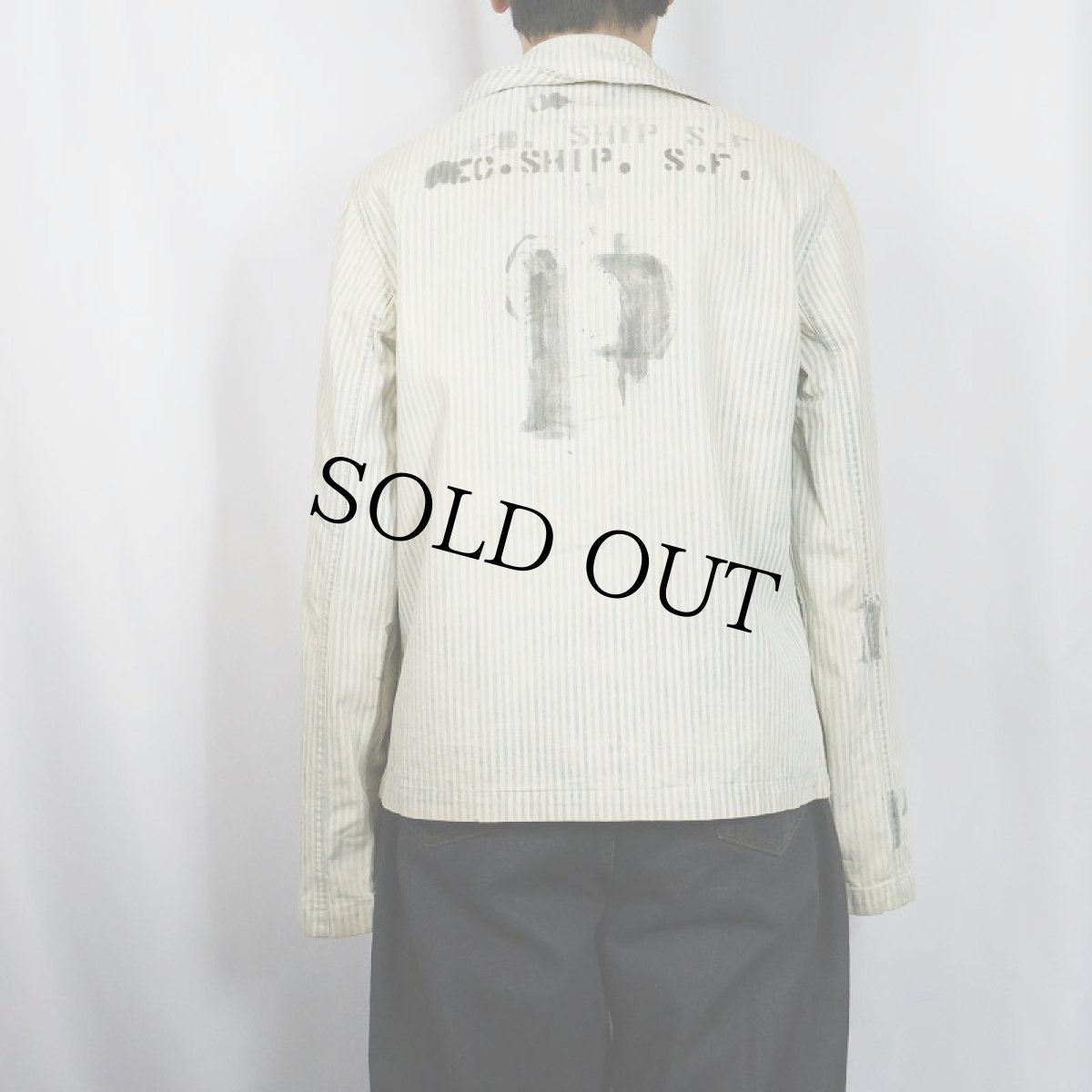 画像4: 40's U.S.NAVY ステンシル入り＆チェンジボタン ショールカラー プリズナーカバーオール (4)