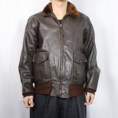 画像2: 〜50's U.S.NAVY G-1 "CIVILIAN MODEL" レザーフライトジャケット SIZE42 (2)