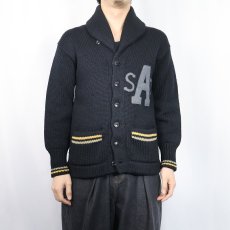 画像3: 30's USMA "WEST POINT" ショールカラー レタードニットカーディガン BLACK (3)