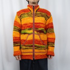 画像2: 総柄 ウールニット ジップジャケット  (2)