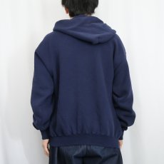 画像4: 90's DISCUS USA製 無地スウェットジップパーカー NAVY L (4)