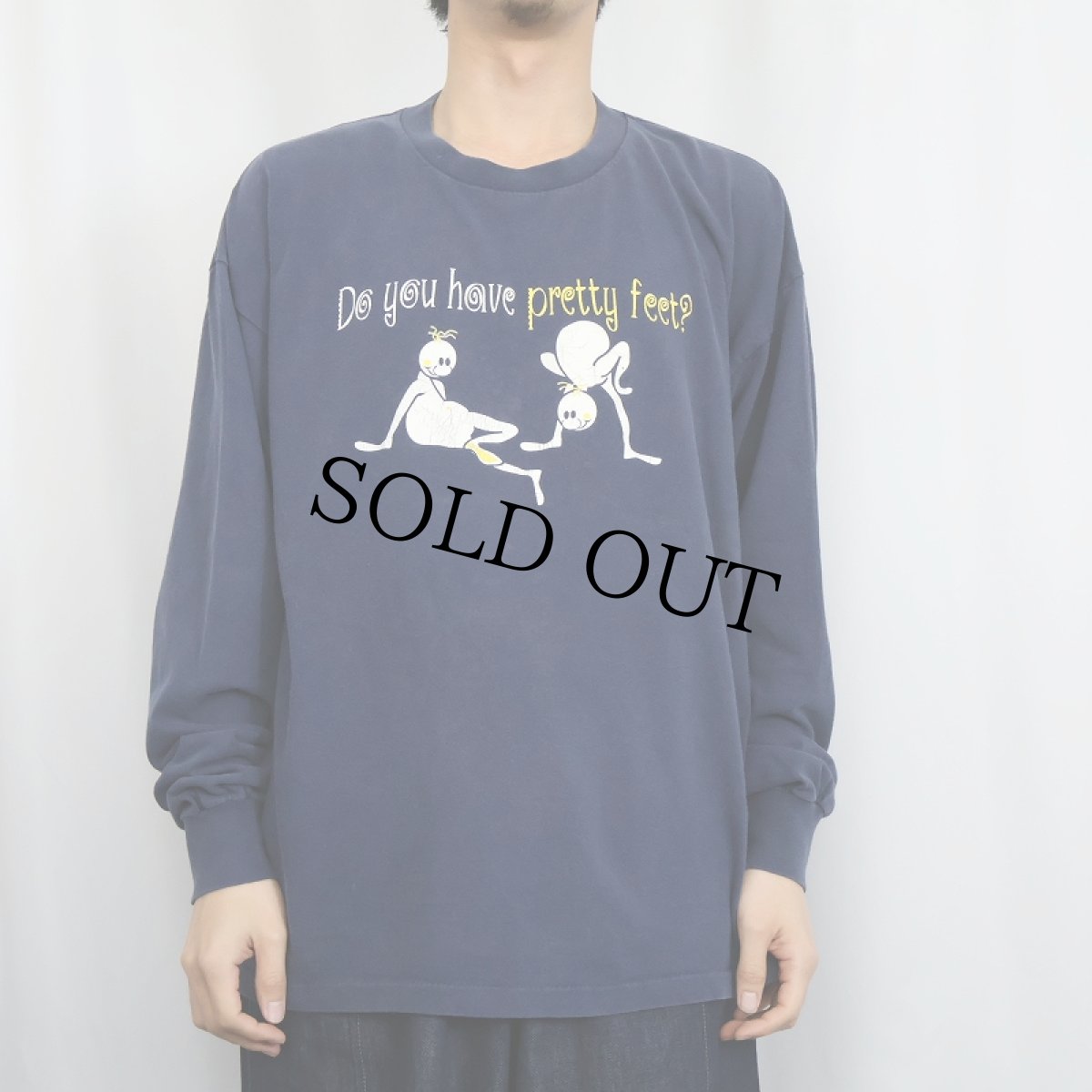 画像2: 〜2000's USA製 KINGDOM CONFERENCE "Do you have pretty feet?" 宗教イベント プリントロンT NAVY XL (2)