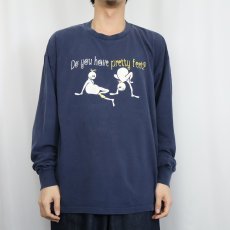 画像2: 〜2000's USA製 KINGDOM CONFERENCE "Do you have pretty feet?" 宗教イベント プリントロンT NAVY XL (2)