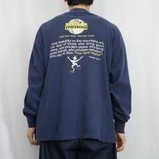 画像3: 〜2000's USA製 KINGDOM CONFERENCE "Do you have pretty feet?" 宗教イベント プリントロンT NAVY XL (3)