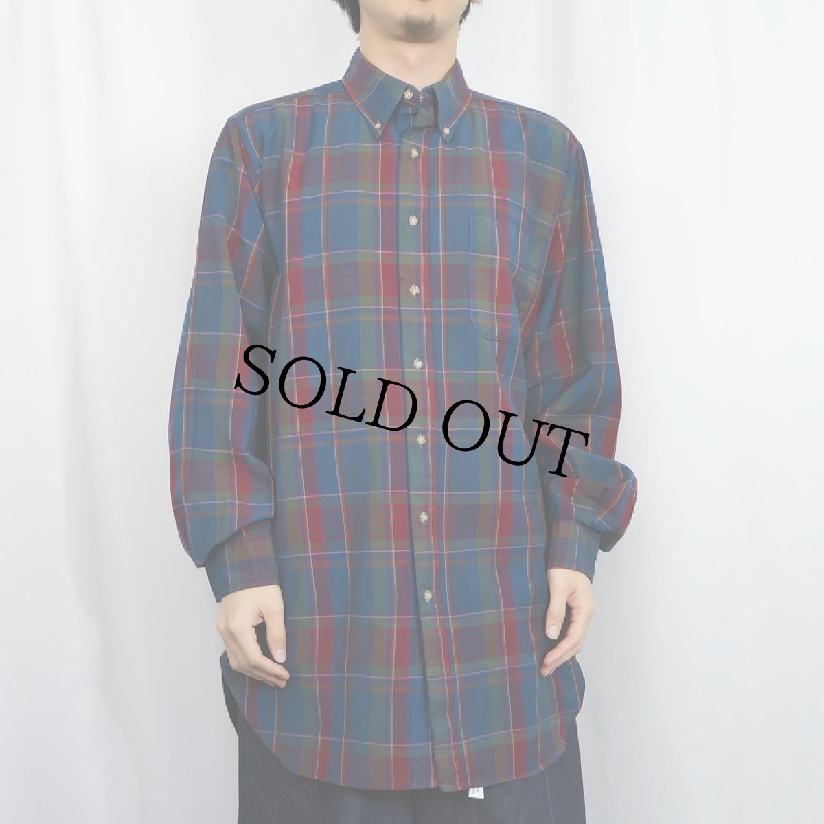 画像2: 70's PENDLETON USA製 チェック柄 ウールボタンダウンシャツ L (2)